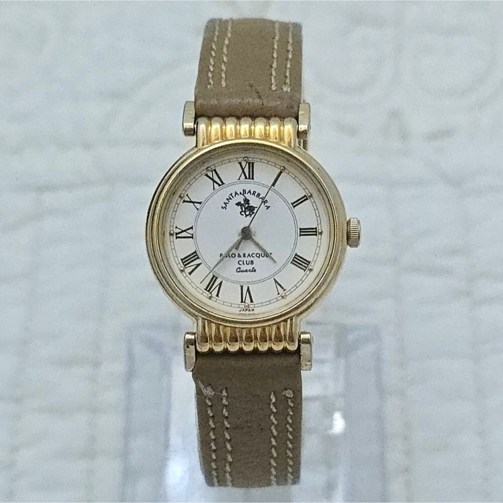 VTG Santa Barbara Polo & Racquet Club Ladies Watch Gold Tone Japan Old Money